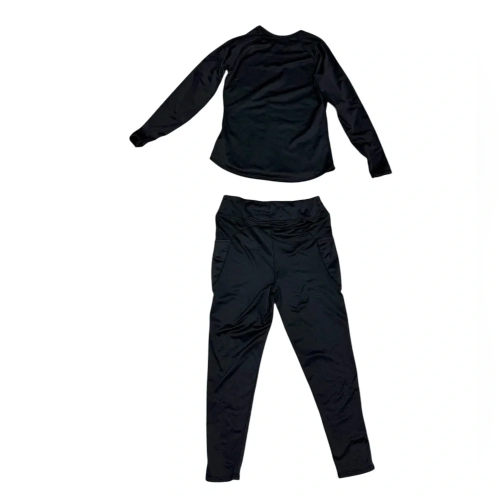 ClimateRight by Cuddl Duds grid warmth Black Women's Leggings and Top Set large - Picture 5 of 7